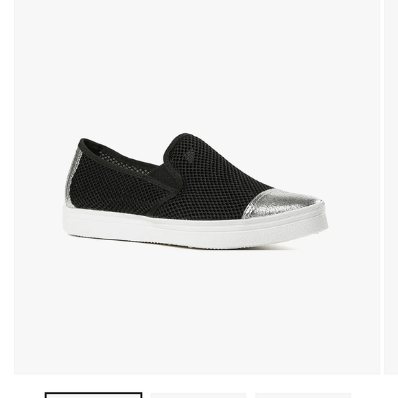 Elegant Black Slip-On Sneakers with Silver Highlights - Picture 1 of 5